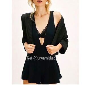 NWOT Free People Black Pleated Romper